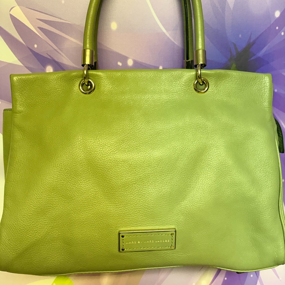 Marc by Marc Jacobs Lime Green Leather Tote with Dual Handles